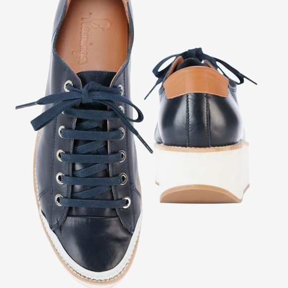 navy platform sneakers